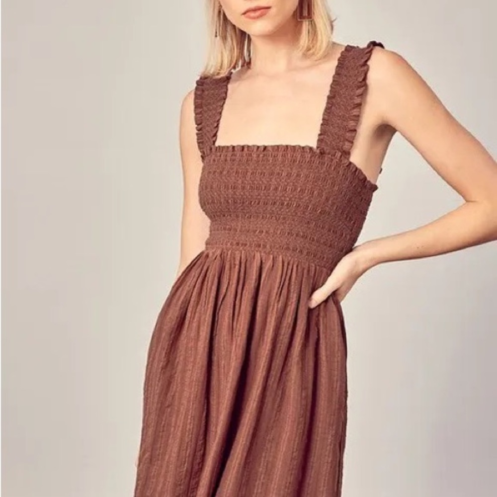 Mustard Seed Smocked Ruffle Detail Dress